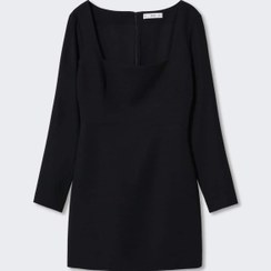 تصویر پیراهن رسمی زنانه سیاه برند mango 37013843 ا Fit Kesim Elbise Fit Kesim Elbise