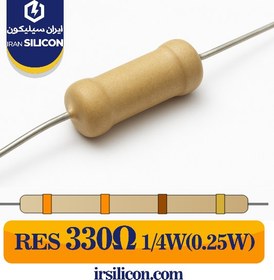 تصویر مقاومت 330 اهم 1/4 وات (0.25 وات) 5 درصد RESISTOR DIP 330R 0.25W
