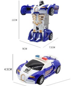 تصویر اسباب‌بازی ماشین ربات تغییر شکل، مدل ماشین پلیس، ماشین تغییر شکل با برخورد اینرسی - آبی/سفید برند generic Deformation Robot Car Toy, Police Car Model Toy, Inertial Collision Deformation Car Blue/White