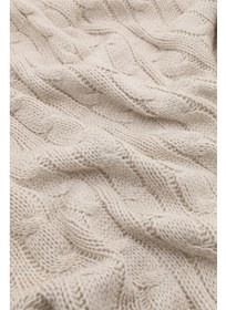 تصویر پتو تلویزیونی بافتنی بیوکاتن و پوم‌پوم - بژ برند favora Biocotton Knitwear Pompom TV Blanket - Beige