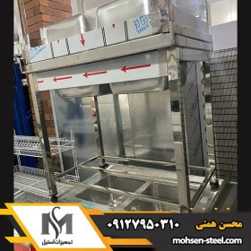 تصویر سینک استیل جوشی دو لگن 90 سانتی 