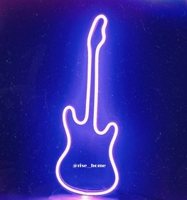 تصویر نئون مینیمال طرح گیتار guitar minimal neon