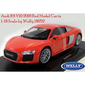 تصویر ماکت ماشین ائودی-Audi R8 V10 2016 Red Model Car in 1-18 Scale by Welly 