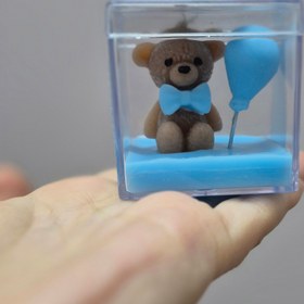 تصویر گیفت تولد تدی همراه با جعبه پلکسی - تمامی رنگ ها 