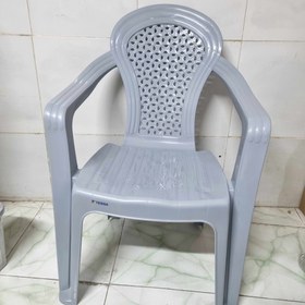 تصویر صندلی دسته دار طوسی طرح حصیری پلاستیکی تسا 
