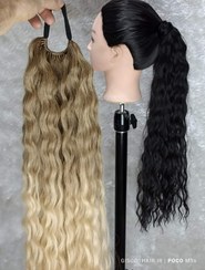 تصویر موی دم اسبی فر افرو رنگ امبره تنباکویی با بیسکوییتی 