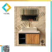 تصویر ست کامل کابینت و روشویی به همراه آینه و باکس آکاژو کابین مدل A124 