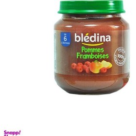 تصویر پوره میوه بلدین (Bledine) با طعم سیب و تمشک +6 وزن 125 گرم 