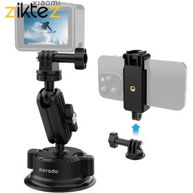 تصویر پایه موبایل و دوربین هولدر پایه مکشی Porodo 2in1 Mobile and Camera Mount with Suction Base(اورجینال ارسال فوری) 