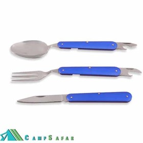 تصویر ست قاشق چنگال و چاقو مسافرتی کد A ا Set of travel cutlery and knife code A Set of travel cutlery and knife code A