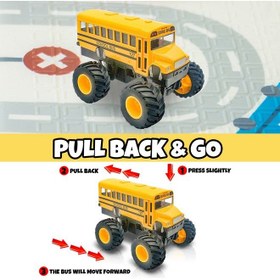 تصویر باس مدرسه هیولایی ۵ اینچی برند آرت‌کریتیویتی برند artcreativity ArtCreativity 5-Inch Diecast Monster School Bus - Pullback Mechanism Toy Truck with Big Wheels, Play Vehicle Gift for Boys