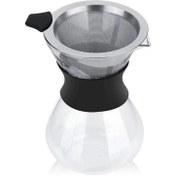 تصویر قهوه‌ساز کمکس یقه سیلیکونی مشکی با فیلتر استیل ضدزنگ Chemex Coffee Maker with Black Silicone Collar and Steel Filter