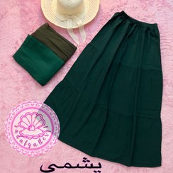 تصویر دامن نخی طبقه‌ای بلند رنگبندی متنوع 