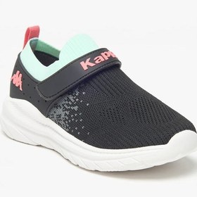 تصویر کفش پیاده‌روی بافت‌دار مشبک دخترانه با بند چسبی برند kappa Girls' Mesh Textured Slip-On Walking Shoes with Hook and Loop Closure