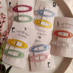 تصویر گیره مو تق تق شیشه ای رنگی جفتی-158 - کد 