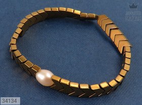 تصویر دستبند سنگی حدید و مروارید طرح سیما زنانه - کد 34134 