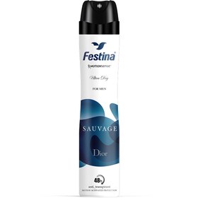 تصویر اسپری خوشبو کننده بدن مردانه فستینا مدل دیور ساواج حجم 200 میلی لیتر Festina sauvage dior deodorant body spray 200ml