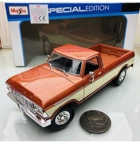 تصویر Maisto جدید - 1979 فورد F-150 پیکاپ قهوه ای کرم 1:18 Scale Maisto Speciel Edition نام تجاری 090159314622-02 