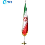تصویر پرچم تشریفات ایران با پایه پنجه شیری (ساتن آمریکایی) 