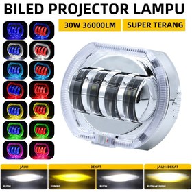 تصویر چراغ هدلایت موتور سیکلت مدل پروژکتوری 4 لنز لیزری Motorcycle LED Laser Gun Tube 4 Lens Projector Headlight