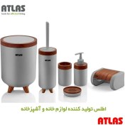 تصویر ست سرویس بهداشتی اطلس ATLAS 6 تکه مدل سلین طرح چوب 623 جدید کد 705 