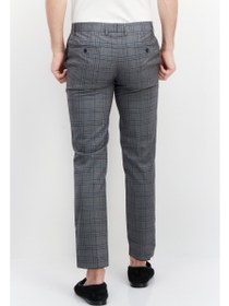 تصویر شلوار رسمی مردانه با طراحی چهارخانه، خاکستری برند selected Men Regular Fit Plaid Dress Pants, Grey