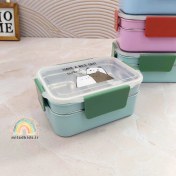 تصویر ظرف غذا دو طبقه کودک داخل استیل وارداتی طرح خرسی 