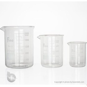 تصویر بشر شیشه ای پیرکس برند fine ا Fine brand pyrex glass beaker Fine brand pyrex glass beaker