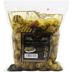 تصویر زیتون کبابی بی هسته ۶۰۰ گرم 