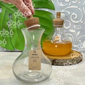 تصویر بطری آب درب چوبی 950 میلی لیتر لیمون کد 2268 950 ml limon water bottle with wooden lid, code 2268