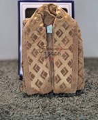 تصویر حوله تن پوش کمربندی ابریشم کندو دیاموند ماندگار کلاه دار رنگ کاراملی 