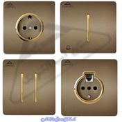 تصویر کلید و پریز آسیا الکتریک مدل کریستال رنگ بژ زه طلایی 