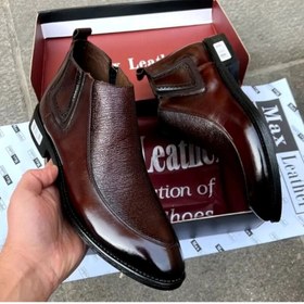 تصویر نیم بوت تمام چرم مکس یا بکسلی مدل جدید باکیفیت - قهوه‌ای / 41 / ساعتی وسط ویزارد 