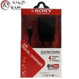 تصویر شارژر کامل فست Sony همراه با کابل میکرو یو اس بی 
