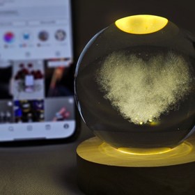 تصویر گوی کریستالی بزرگ قلب کد 1220 