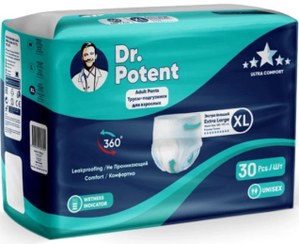 تصویر پوشک بزرگسال شورتی سایز ایکس لارج (خیلی بزرگ) دکتر پوتنت 30 