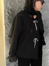 تصویر کت زنانه مروارید سیاه ژاکارد لمه - فری سایز 36 تا 42 