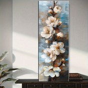 تصویر نقاشی الماسی بزرگسال شاخه گل سفید سایز ۳۰*۹۰ 