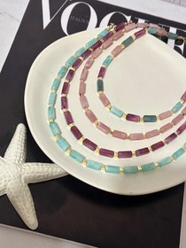 تصویر گردنبند زنانه رنگی طرح سنگی 