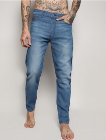 تصویر شلوار جین مردانه آبی با کناره‌های متضاد و شسته شده برند campus sutra Men's Blue Contrast Side Wash Denim Jeans