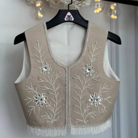 تصویر سخمه جواهردوزی طرح گل سفید آویزدار کد 1221 