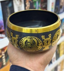 تصویر کاسه تبتی برنجی سایز 1 همراه چوب دست 