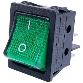 تصویر کلید راکر پنل بزرگ 4 پین 2 حالت سبز 