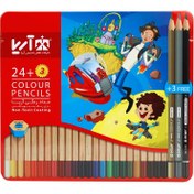 تصویر مداد رنگی 24 رنگ آریا 3022 طرح کشتی Arya 3022 24 Color Pencil