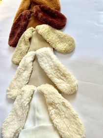 تصویر کلاه تدی پشمالو - سفید / کلاه سایز 2 / خرسی 