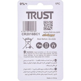 تصویر باتری سکه ای تراست CR2016 TRUST Lithium CR2016 3V Coin Cell Battery