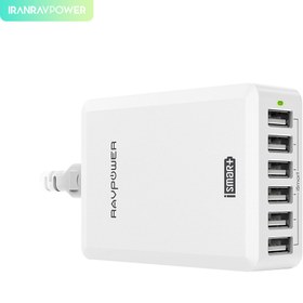 تصویر شارژر 6 پورت 60 وات راوپاور RP-PC028 Ravpower RP-PC028 6Port 60W USB Adaptor Charger