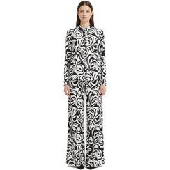 تصویر ست لباس زنانه با طرح انتزاعی سیاه و سفید – استایل هنری و مدرن برای بانوان خاص‌پسند 