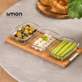 تصویر اردور خوری مستطیل پایه چوبی 3 عددی بزرگ لیمون کد 2252 lemon code 2252