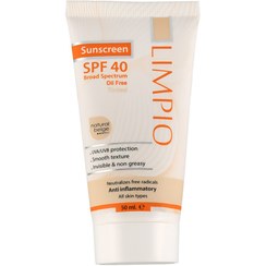 تصویر کرم ضد آفتاب رنگی Spf40 مناسب انواع پوست 50 میلی لیتر لیمپیو 02-بژ طبیعی Limpio Spf40 Sunscreen Cream For All Skin Types 50ml